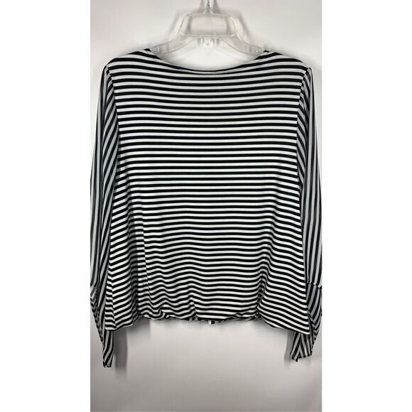 Alfani Women's Batwing Sheer Sleeves Blouson Top Black And White Size P/L - Picture 7 of 8